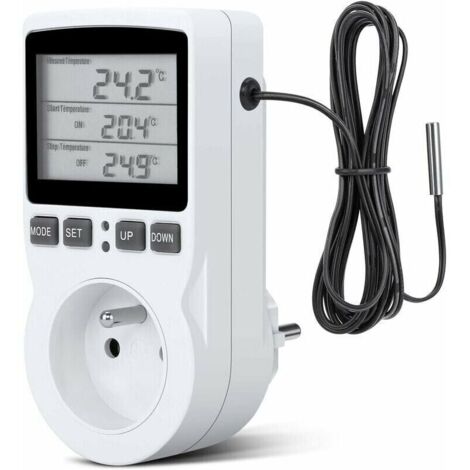 Prise Thermostat, Prise Minuteur Digital, Prise Programmable Digitale avec Sonde, Minuterie Numérique Programmable, Prise Thermostat chauffage pour Serre, Aquarium,