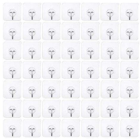 50 pièces crochets adhésifs sans perçage Crochet sans perçage auto-adhésif, crochet mural transparent, crochet adhésif transparent crochet de porte patère étanche idéal pour cuisine salle de bain mur