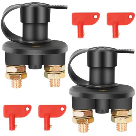 2 Pièces Coupe Circuit Batterie 12v / 24V Interrupteur coupe Batterie ON/OFF Coupe-batterie de voiture pour Yacht Bateau Camion Bus Camping-Cars Voiture Moto