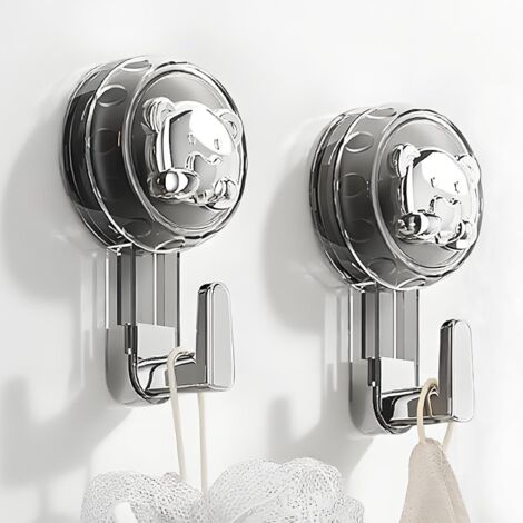 Accroche Serviette Salle de Bain, Crochet Ventouse Extra Puissantes Réutilisables pour Salle de Bain, Cuisine, Camping & Voiture, Bathroom Towel Suction Hooks (Silver+Gray, 11.26.24.3cm2)