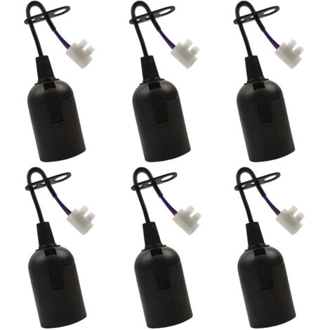 6 PCS Douille de Lampe E27 Support d'ampoule E27 rénovation Douille Noir Douille de Bâtiment avec Câble Douille de Chantier 4A 250V Base de Lumière Douille de Suspension (max.60W)