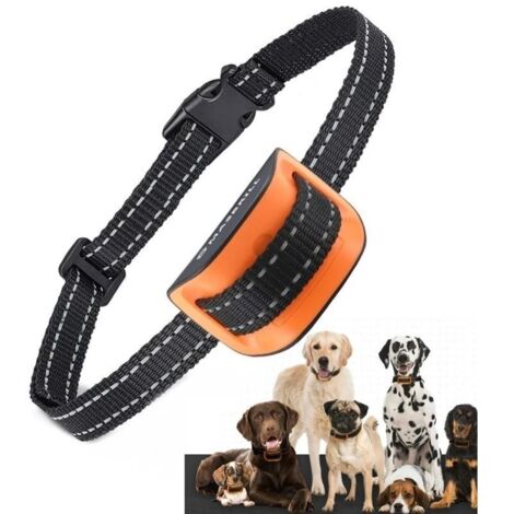 Collier Anti-aboiement Chien,collier d'auto-entraînement réglable 7 niveaux de sensibilité,unité de collier anti-aboiement anti-vibration et bip pour grands chiens de petite taille-Orange