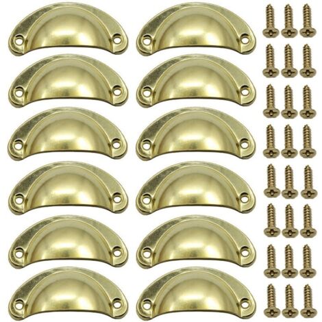 Poignée Bouton de Porte Décoration Rétro pour Meuble Tiroir Poignée de Coquille Vintage pour Tiroir Armoire Meuble Cuisine Fer Incurvé Bouton de Porte de Placard Retro Pour Armoire(12PCS) (1/5)