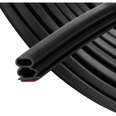 Noir Bande d'étanchéité autocollante 10mm x 10mm pour portes fenêtres Joint en caoutchouc/anti-collision/antibruit/étanche à l'eau/antipoussière 6m
