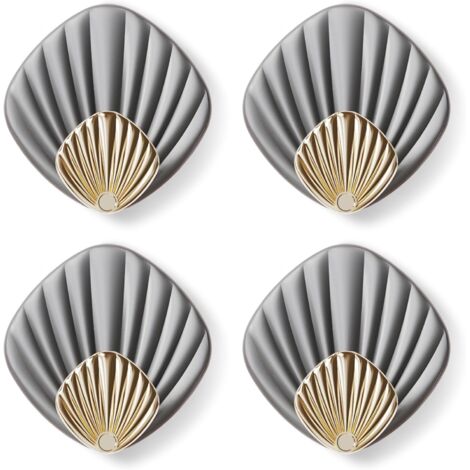 Crochet Adhésif Mural en forme de coquillage, HP004-GY Crochet Autocollant Moderne pour Salle de Bain et Cuisine, Patere porte manteau, Crocher adhesif pour mur, Lot de 4, Gris