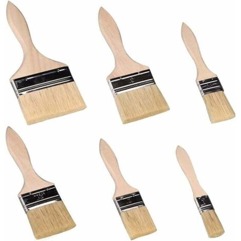 Pinceaux Peinture Mur,Pinceau Plat, Pinceaux 6 Pièces, Pinceaux Professionnels Manche en Bois Peinture Brosses Pinceaux de Poils Naturels Adapté Aux Murs, Aux Meubles, Aux Volets-- (1/5)