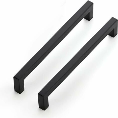 Lot de 10 poignées de meuble noires de 192 mm pour armoires de cuisine, poignées de tiroir en acier inoxydable, poignées de porte noires pour armoires de cuisine