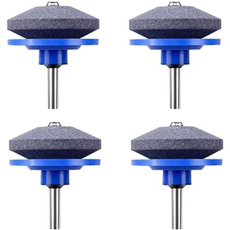 Affûteuse de Tondeuse à Gazon,4 PCS Universel Tondeuse À Gazon Affûteuse De Lame Rotative Meuleuse De Jardin Pierre De Roue pour Perceuse Électrique Perceuse À Main Kit De Réparation