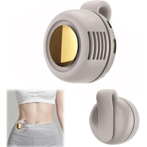 Mini ventilateur silencieux sans pales portable avec clip de taille, ventilateur mains libres rechargeable avec 3 vitesses pour voyage, bureau, chemise, cadeau d'été pour les amateurs de plein