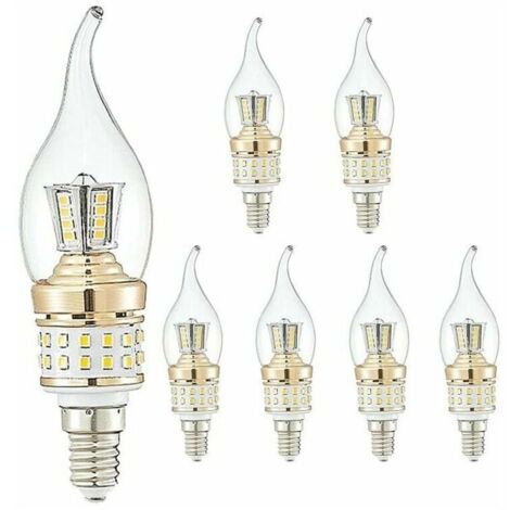Ampoules Bougies LED E14 10W Petites Ampoules à Vis Candélabre LED pas à Intensité Variable Lustre Blanc Froid 6000K Lampes à Économie D'énergie Vintage(Équivalent à 90W) 6 Paquets