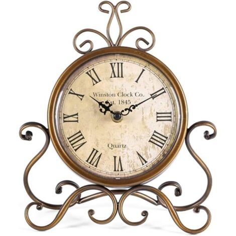 Horloge de Table Romaine rétro silencieuse pour Salon Chambre à Coucher Bureau (cuivre) (1/5)