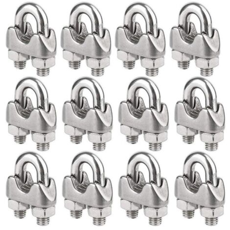 Lot de 12 Serre-câbles étrie en Acier Inoxydable pour Câble Métallique de 4mm Diamètre（M4）