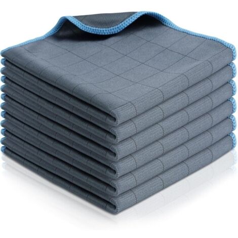 Chiffon Magique Microfibre Carbone, 6Pcs Chiffon en Fibre de Carbone sans Trace Absorbant, Professionnel Efficace Chiffon Vitre sans Trace, Réutilisable Microfibre Vitre, Bleu Ciel, 30 30cm