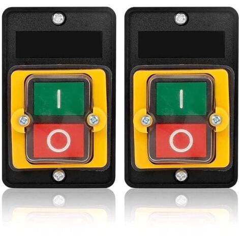 2 pièces Bouton-poussoir AC220V / 380V 10A Bouton-poussoir Imperméable Bouton Poussoir ON/OFF Utilisé pour Machines Textiles d'Équipement Mécanique