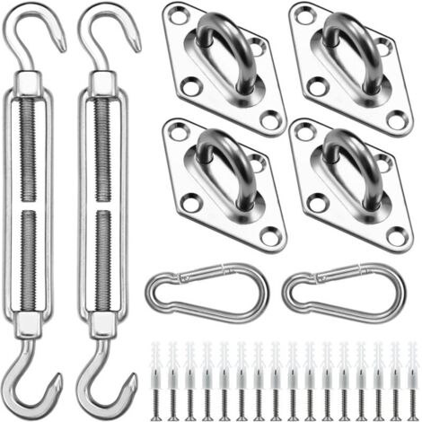 Kit de Fixation pour Voile d'ombrage, 304 Kit de matériel de Pare, pour Carré Voile d'ombrage,Toile d'ombrage Triangulaire,