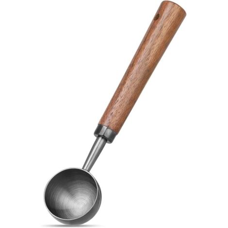 Cuillère à mesurer en acier inoxydable d'une capacité de 10 g, cuillère à café de cuisine pour café, thé, grains de café, cuillère à crème glacée, manche en noyer