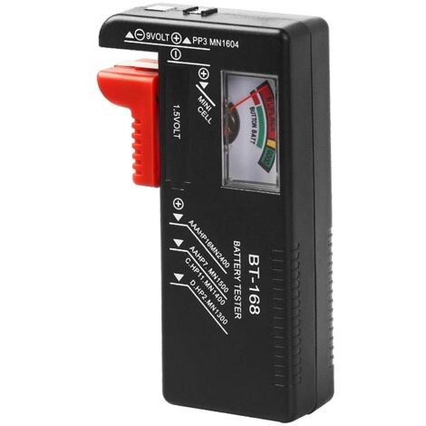 Testeur de piles universel pour piles AA, AAA, C, D, 9V et 1,5V (piles boutons), petit appareil de mesure et de contrôle électrique domestique (fonctionne sans pile).