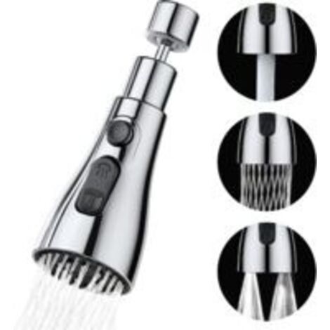 Douchette Evier Cuisine Robinet 360 Degres, 3 Modes Embout Robinet Cuisine avec Aerateur, Mitigeur Evier Cuisine Tete de Robinet Rotative, Adaptateur Robinet Universal Orientable (1/5)