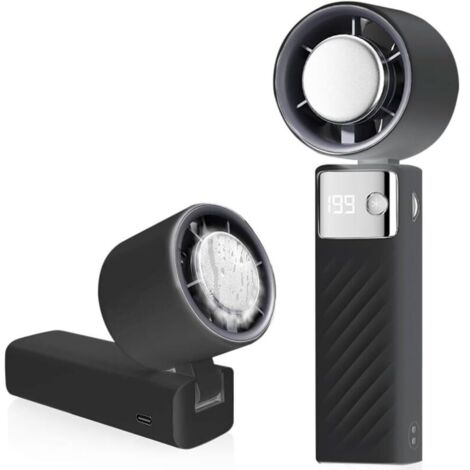 Ventilateur portable, mini ventilateur rechargeable 5000 mAh, petit ventilateur turbo silencieux à vitesse réglable (1 à 199), ventilateur de refroidissement pour camping, sport, voyage (noir)