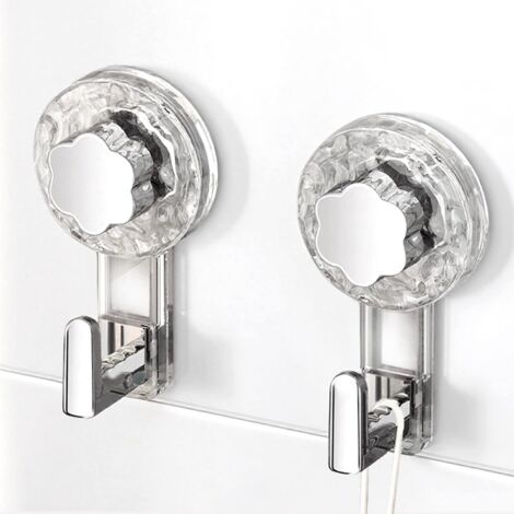 Accroche Serviette Salle de Bain, Crochet Ventouse Extra Puissantes Réutilisables pour Salle de Bain, Cuisine, Camping & Voiture, Bathroom Towel Suction Hooks (Clear+Silver, 11.26.24.3cm2)