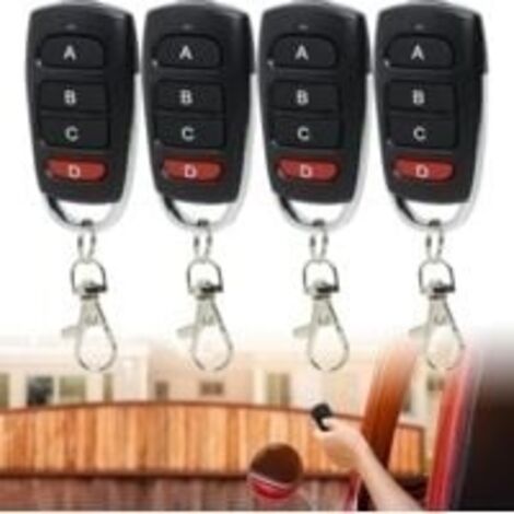 Lot de 4 télécommandes universelles de garage 433 MHz, duplicateur robuste avec 4 boutons, compatibles avec diverses marques de télécommandes de remplacement à code fixe pour porte de garage et voitur