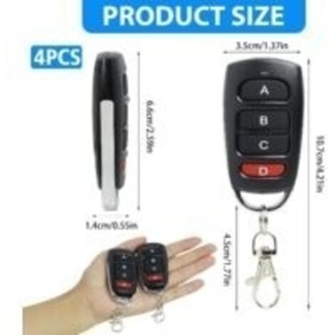 Lot De 4 Télécommandes 433 MHz 4 Boutons - Cloneur Avec Anti-Vol En Un Clic Pour Porte Garage Et Voiture