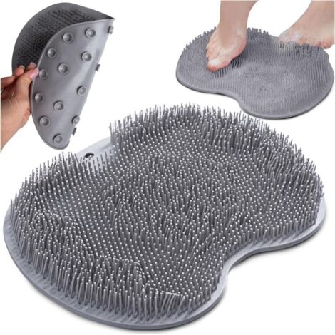 Tapis de massage pour pieds et dos pour la douche - Tapis de massage en silicone avec ventouses - Tapis de massage et récure-pieds - Brosse pour les pieds et le dos