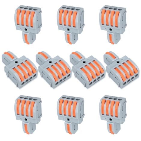 10 connexions ternimal, pince de connexion 1 - in 4 - out, avec levier, connecteur de câble, avec pince de conducteur 0,2-4 mm², pour projets de bricolage