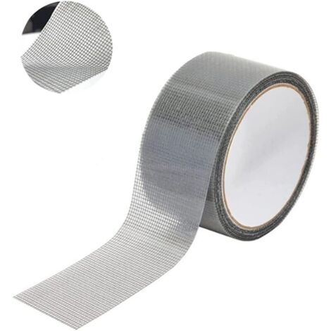 Réparation de fenêtres et moustiquaires, Ruban adhésif moustiquaire pour fenêtres, Ruban à mailles en tissu de fibre de verre avec joint adhésif résistant à l'eau 5cm x 200cm (Gris) (1/5)