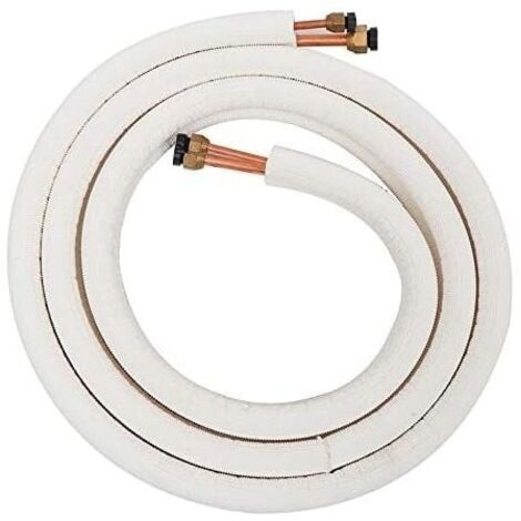 Tuyau en cuivre pour climatiseur 1/4 3/8 - Tuyau réfrigérant en cuivre et aluminium isolé - Pièces pour climatiseur - 3 mètres, Blanc
