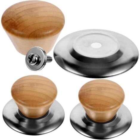 Poignée Pour Couvercle De Casserole Petite Taille Inox, Bouton De Remplacement Résistant à La Chaleur, Poignée Anti-brûlure Pour Ustensiles Cuisine, Kit 3 Pièces Base Inox