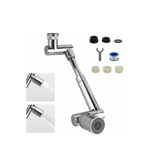 Universelle 1440° Prolongateur de Robinet, 2 Modes de Sortie d'Eau Robinet de Cuisine Multifonction Filtre Anti-Projections Rallonge de Robinet Pivotant pour Lavabo de Salle de Bains (1/5)