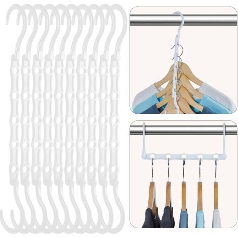 House Day Lot de 20 cintres Magiques Blancs en Plastique pour économiser de l'espace et Ranger Les vêtements - Cintres Multiples Robustes pour vêtements Lourds, dortoir, Chambre à Coucher, Maison,