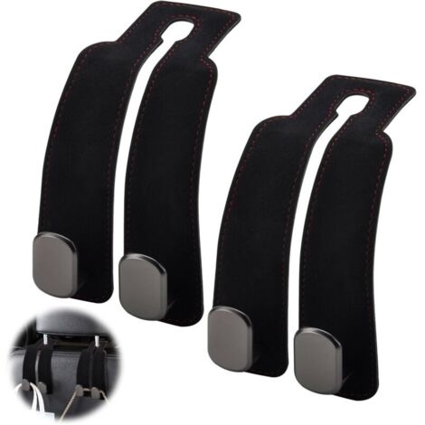 Lot de 2 crochets pour appuie-tête de voiture,Crochets pour Siège de Voiture Universel Support Crochet D'appui-Tête de Aiège Arrière de Voiture Accessoires intérieurs de voiture Cintre (noir)