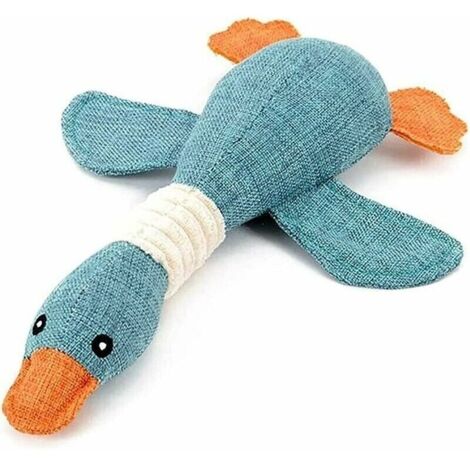 chiot chien jouet accessoires de jeu peluche interactive chien jouet en forme d'oie sauvage cadeau bleu doux version surprise 32cm