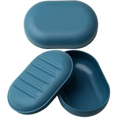 2 pièces porte-savon de voyage, bleu marine conteneur de savon en plastique douche boîte à savon porte-savon avec couvercle pour salle de bain voyage
