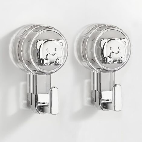 Accroche Serviette Salle de Bain, Crochet Ventouse Extra Puissantes Réutilisables pour Salle de Bain, Cuisine, Camping & Voiture, Bathroom Towel Suction Hooks (Silver+Clear, 11.26.24.3cm2)