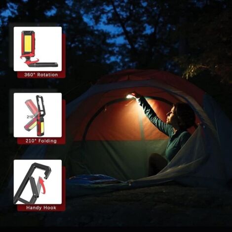 Lampe Torche LED Rechargeable – Mini Aimantée Étanche – 180° Rotative – USB – 3 Modes – Camping/Randonnée/Travail/Nuit