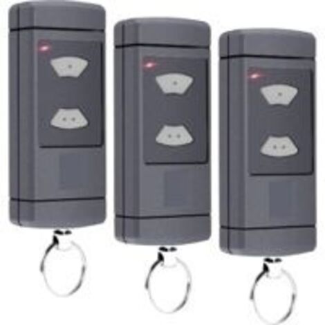Lot de 3 émetteurs portatifs compatibles avec - 40,685 MHz - Pour porte de garage HSM2-40, HSM4-40, HSE2-40, HSE4-40, HS2-40, HS4-40, 2 canaux