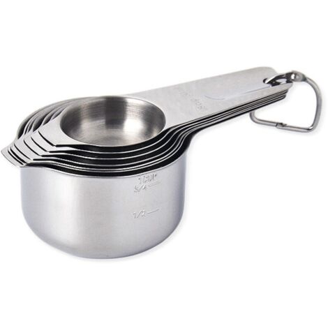 Ensemble de sept cuillères doseuses en acier inoxydable pour faire bouillir les grains de café.