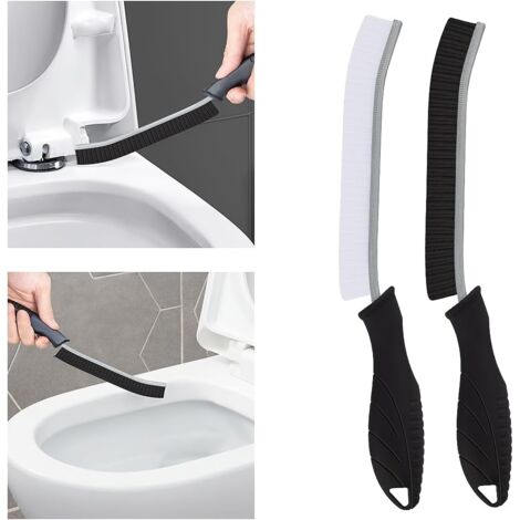 Brosse Toilettes WC - Brosses de Nettoyage à Poils Durs, Brosse Joint Carrelage Montage Mural, Outil de Nettoyage pour Évier de Cuisine, Baignoires (2, Noir)