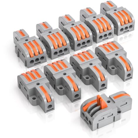 10 connexions ternimal, pince de connexion 1 - in 3 - out, avec levier, connecteur de câble, avec pince de conducteur 0,2-4 mm², pour projets de bricolage