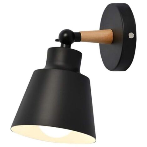 Applique Murale Moderne En Bois Lampe Murale Rétro Applique Murale Minimaliste Pour Chambre À Coucher, Chevet, Couloir,Bureau, Couloir E27 Noir