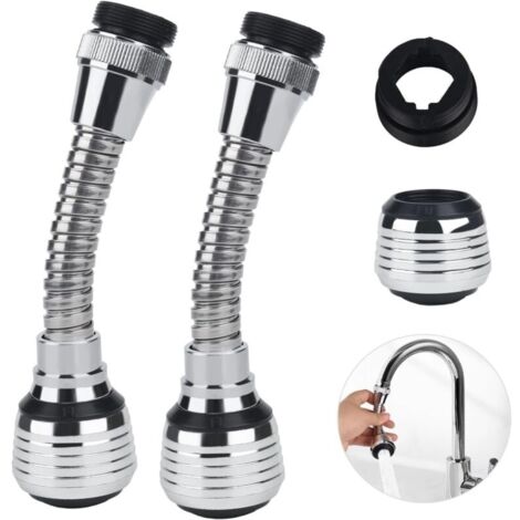 2 Pièces Rallonge Robinet, Prolongateur Robinet, Embout Robinet, Robinets D'eau Pivotants à 360° Pour, Economiseur D'eau pour Robinet, pour Robinet D'évier Salle Bain Cuisine à Domicile