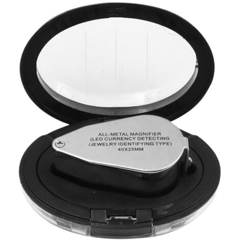 Loupe de bijoutier 40X Loupe Pliante en métal avec loupe à lumière UV LED pour Diamants bijoutiers pièces de Monnaie (Reconnaissance de Devise/Identification de Bijoux)