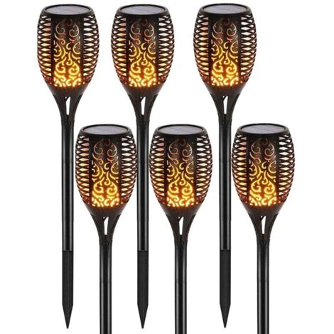 Lampe solaire 12 LED 54cm Décor de jardin extérieur à lumière vacillante , 6 Pack