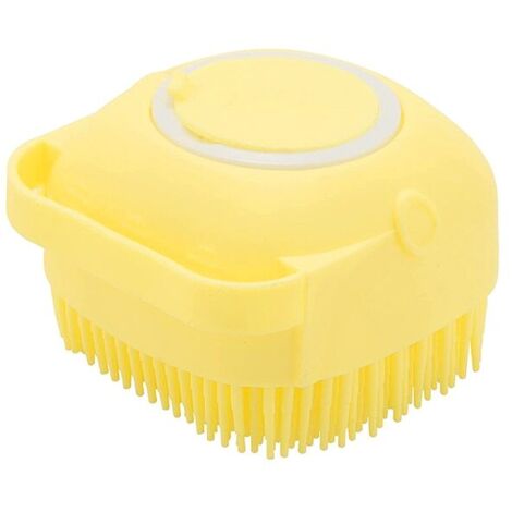 Brosse de bain pour animaux de compagnie, en silicone, 8.8x8x5.7 cm, distributeur de shampoing, massage de la peau, épilation, jaune