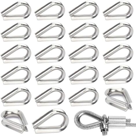 30 Pièces M6 Cosses de Câble Métallique en Acier Inoxydable 304 Cosse Coeur pour Cable Acier pour Câble Métallique 6mm