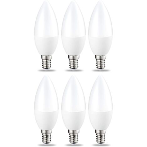 Lot de 6 petites ampoules LED en forme de flamme Culot Edison à vis E14 5 W (équivalent 40 W) Blanc chaud Intensité non variable