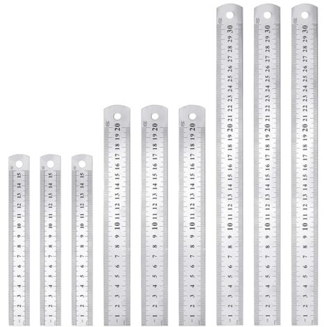 9 PCS Règle en Acier Inoxydable 15cm 20cm 30cm Règle Metallique Taille Double Face Regle Menuisier Antirouille Durable pour Etudiants Ingénieurs Architectes Enseignants Designers Bureau
